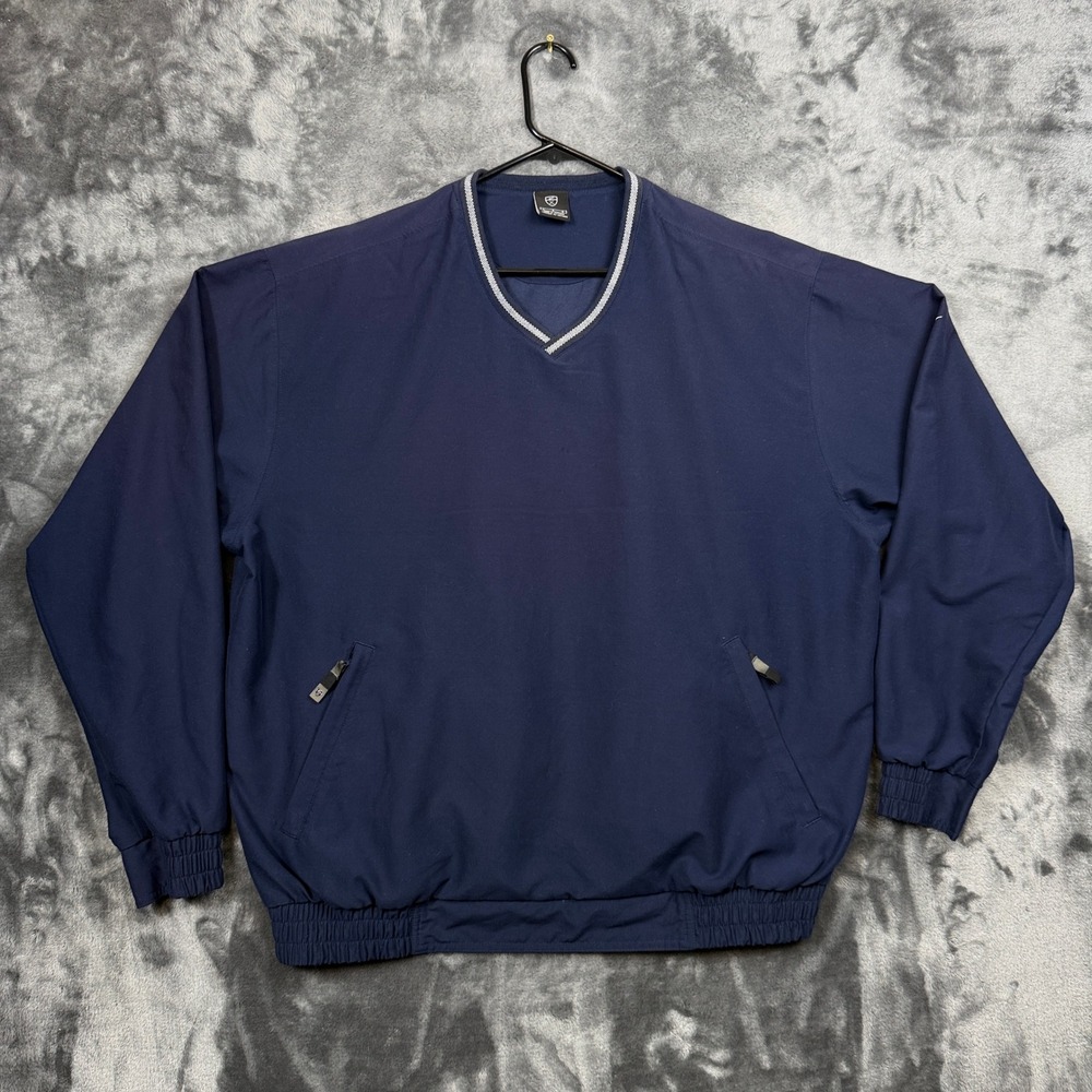 Nike Golf Windbreaker Pullover Mens Large Blue V-Neck Long Sleeve Wind Shirt